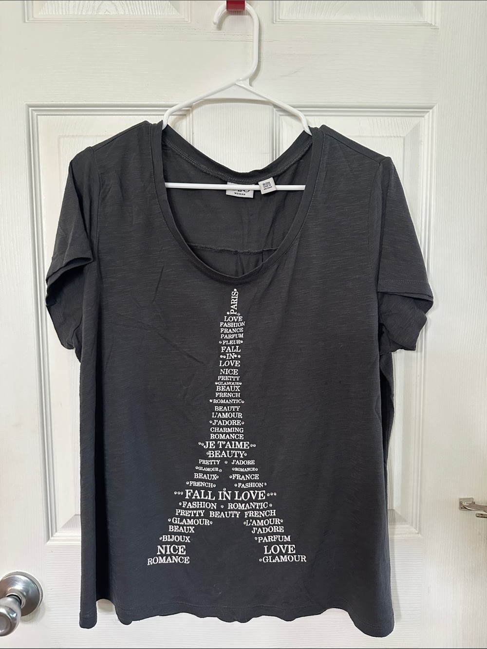 Cato Black Short-Sleeve Eiffel Tower Word Graphic Tee